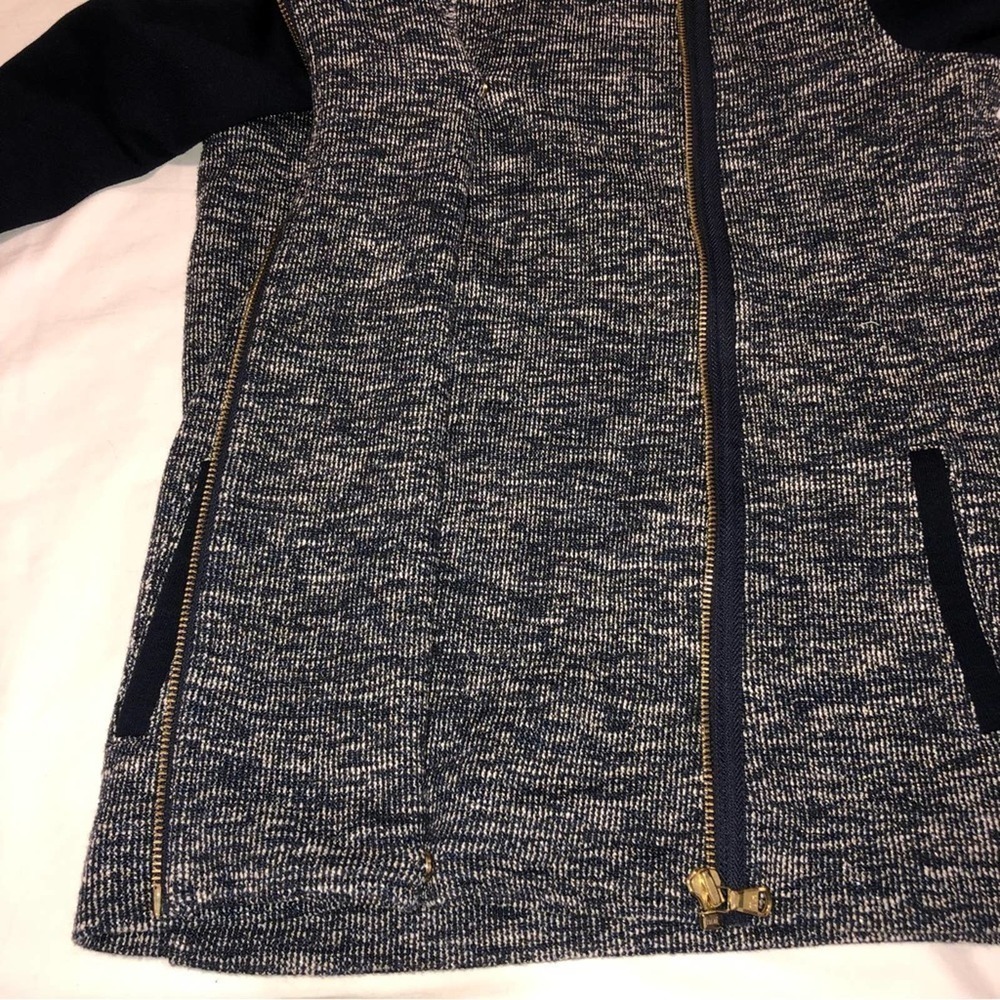 Tommy Hilfiger Athluxe Mixed Fabric Blue Tweed Gold Jacket Extra Small - Picture 11 of 13